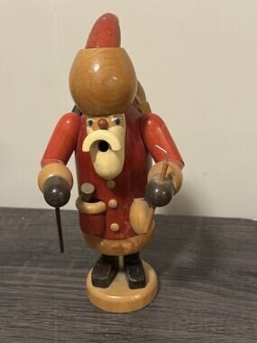 KWO Erzgebirgische Volkskunst Santa Smoker Incense Burner Made in Germany 9" Vtg